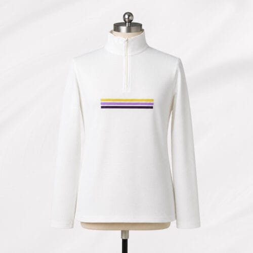 45% Merino Wool Polyester Blend Pique Long Sleeve Shirt Quarter Zip