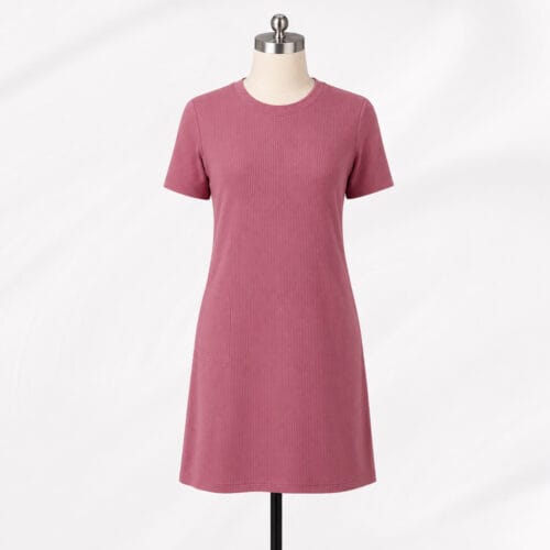 17.5mic 92%Merino wook 8%Spandex 220gsm Women‘s Short Sleeve Dress 2×2 Rib OEM