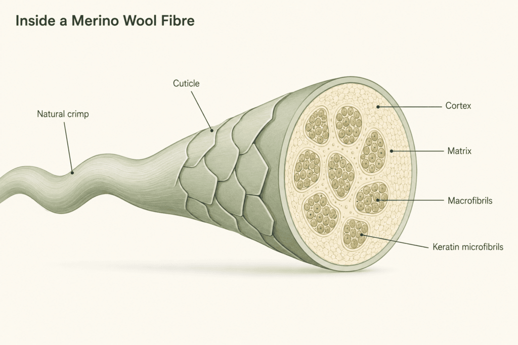 Simplified structure of a Merino wool fibre